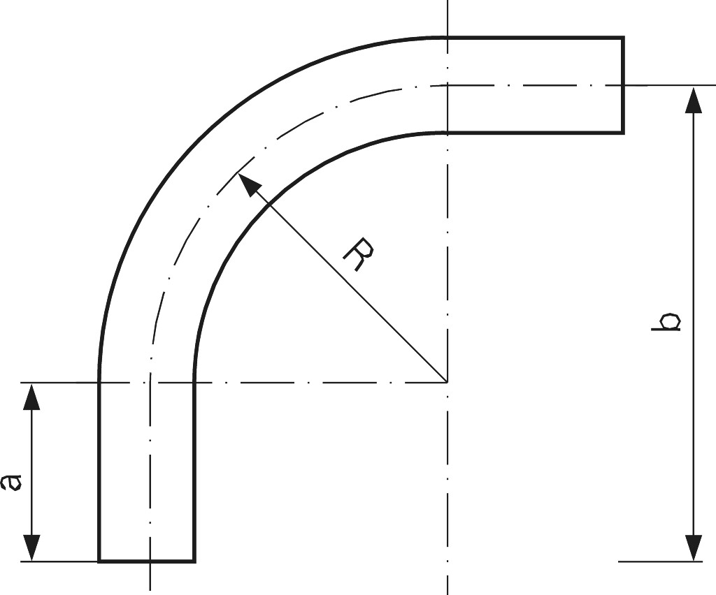 Geländerrohrbogen  1" geschweißt, 90°, gleichschenklig